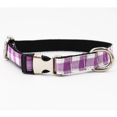Purple gingham plaid Collar|Bowtie|Leash