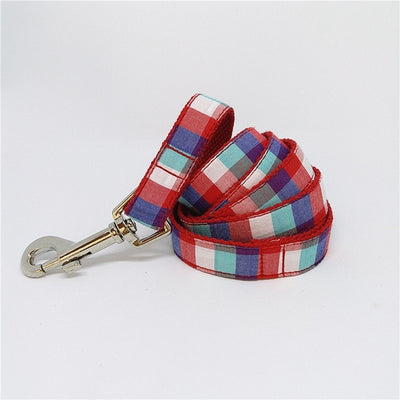 Red Rover gingham plaid Collar|Bowtie|Leash