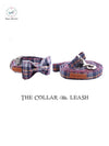Blue Plaid Dog Collar|Bowtie|Leash