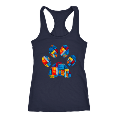 abstract art Puppy Paw Print - Ladies Racerback Tank Top Women - PLUS Size XS-2XL - MADE IN THE USA by Model Paws
