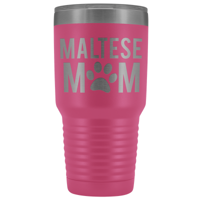 Maltese Mom - 30 OZ Travel Tumbler | Etched / Engraved Stainless Steel Mug Hot/Cold Cup - 12 Colors Available