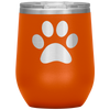 Paw Print 12 oz Stemless Wine Tumbler Etched/Engraved Stainless Steel Mug Hot/Cold - 13 Color Available