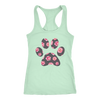 SWEET FLORAL PUPPY PAW PRINT - LADIES RACERBACK TANK TOP WOMEN - PLUS SIZE XS-2XL - MADE IN THE USA BY MODEL PAWS