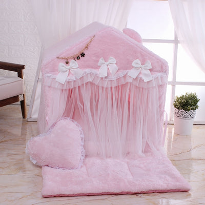 Velvet Tent PET BED House LUXURY LACE DOG BED FURNITURE - 5 Colors Available