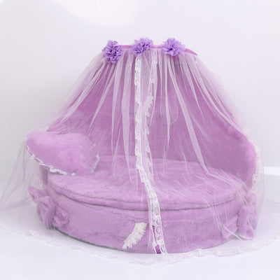 Princess Pet Bed Luxury Velvet Dog Bed Furniture Purple/Pink/Grey