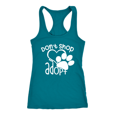 Don't Shop Adopt Paw Print - Ladies Racerback Tank Top Women - PLUS Size XS-2XL - MADE IN THE USA