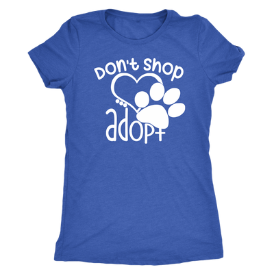 Don't Shop Adopt Paw Print - TriBlend T-shirt - PLUS Size Tee S-2XL MADE IN THE USA