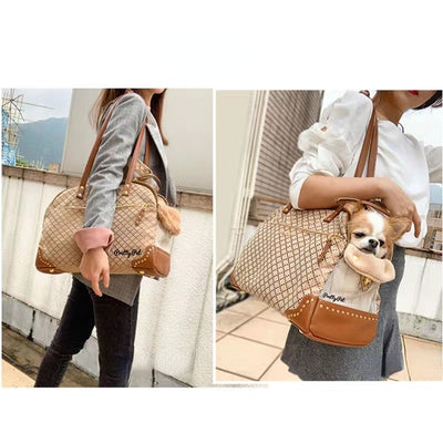 Luxury Pet Travel Tote Bag Dog Carrier with Rabbit Fur Liner