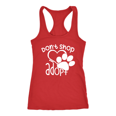 Don't Shop Adopt Paw Print - Ladies Racerback Tank Top Women - PLUS Size XS-2XL - MADE IN THE USA