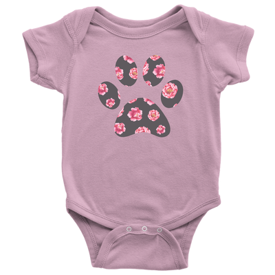 Sweet Floral Paw Baby Onesie 10 Colors AVAILABLE Size: Newborn - 24M - Infant Jersey Bodysuit - MADE IN THE USA