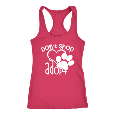 Don't Shop Adopt Paw Print - Ladies Racerback Tank Top Women - PLUS Size XS-2XL - MADE IN THE USA