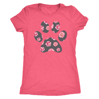 SWEET FLORAL PUPPY PAW PRINT - TRIBLEND T-SHIRT - PLUS SIZE TEE S-2XL MADE IN THE USA BY MODEL PAWS