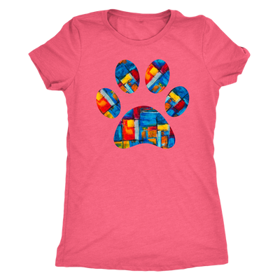 abstract art Puppy Paw Print - TriBlend T-shirt -  PLUS Size Tee S-2XL MADE IN THE USA by Model Paws