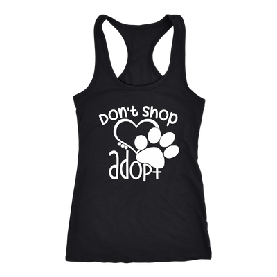 Don't Shop Adopt Paw Print - Ladies Racerback Tank Top Women - PLUS Size XS-2XL - MADE IN THE USA