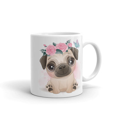 Coffee Cup Feminine Floral Pug Mug
