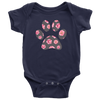 Sweet Floral Paw Baby Onesie 10 Colors AVAILABLE Size: Newborn - 24M - Infant Jersey Bodysuit - MADE IN THE USA