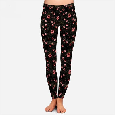 Colorful Dog Puppy Paw Print Leggings - 3 Colors