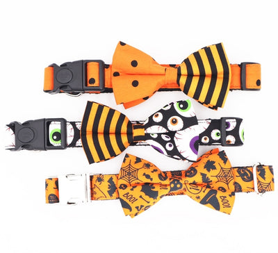 Halloween Themed Dog Collar | Bow Tie | Bandana Ghost, Jack o lantern, Candy corn, Spider