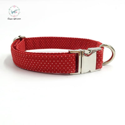 Red & White Polka Dots Dog Collar|Bowtie|Leash