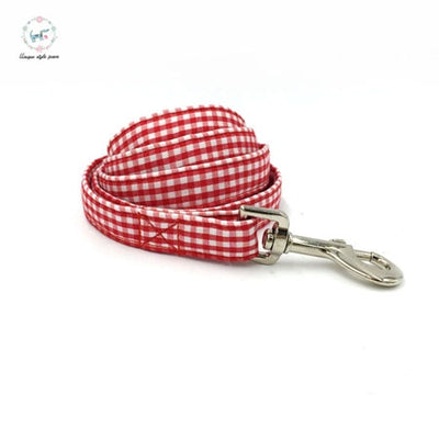 Red Checkered Dog Collar|Bowtie|Leash