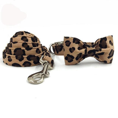 Leopard Print Dog Collar|Bowtie|Leash