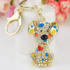 Dalmatian Dog Red Heart Crystal Rhinestone Keychain