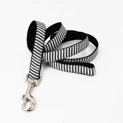 Grey stripes Bowtie Dog Collar & Leash