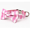 Pink gingham plaid Collar|Bowtie|Leash