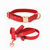 Faux Leather Red Dog Collar & Leash