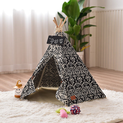 Black and White Pet Teepee - Tribal Chic