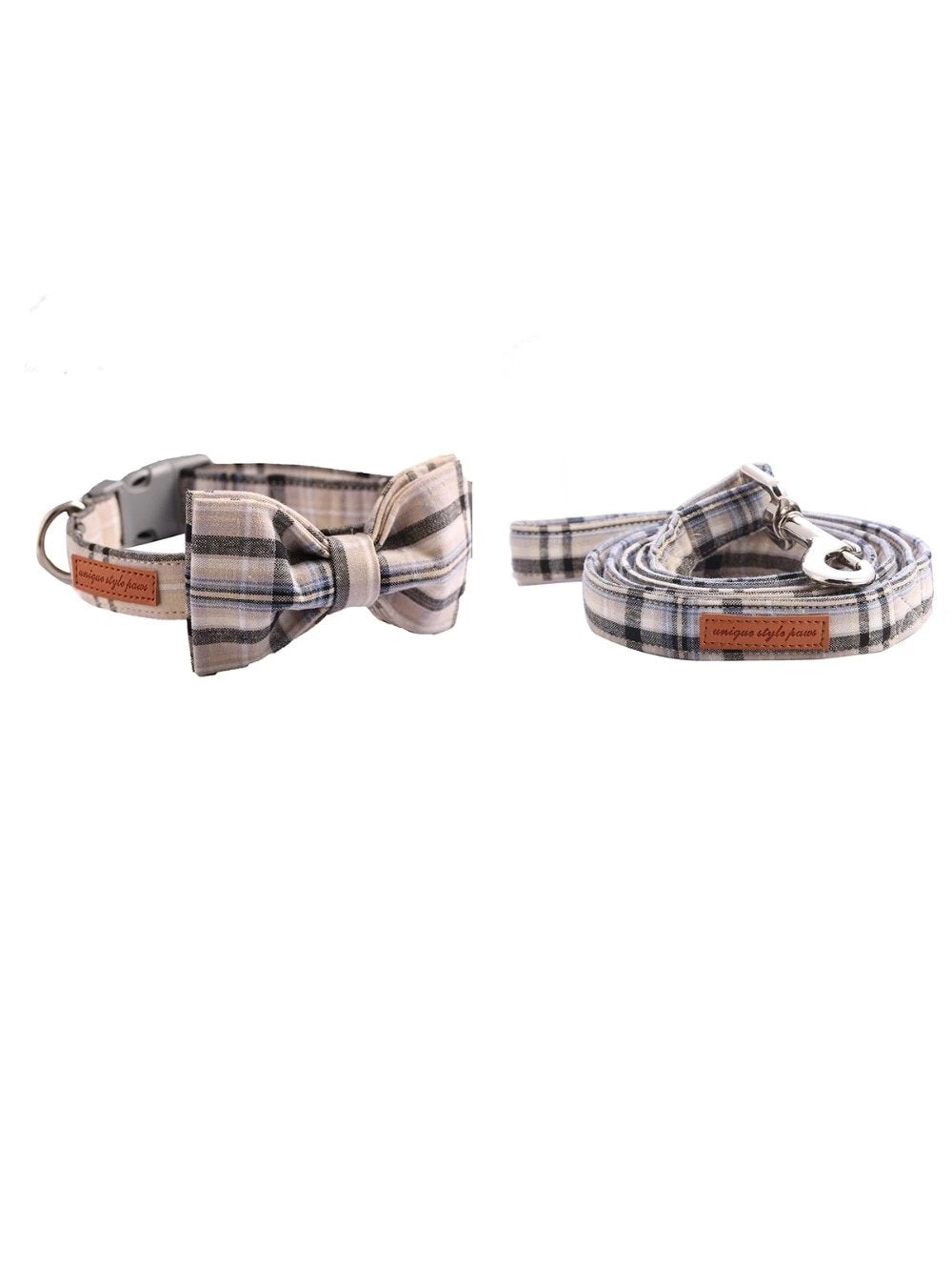 Plaid Dog Collar by Parisian Pet - Khaki