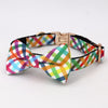 Rainbow Plaid Bowtie Dog Collar & Leash