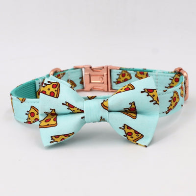 Pizza Bowtie Dog Collar & Leash
