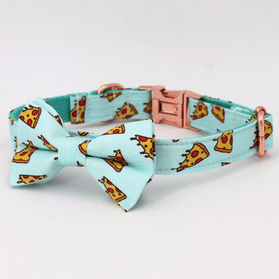 Pizza Bowtie Dog Collar & Leash