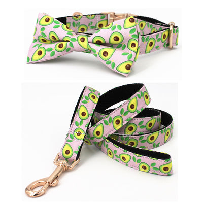 Avocado Bowtie Dog Collar & Leash