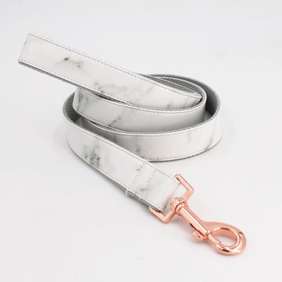 Marble Dog Collar & Leash Faux Leather