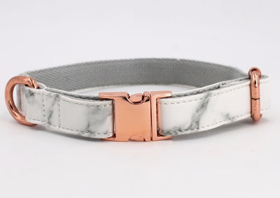 Marble Dog Collar & Leash Faux Leather