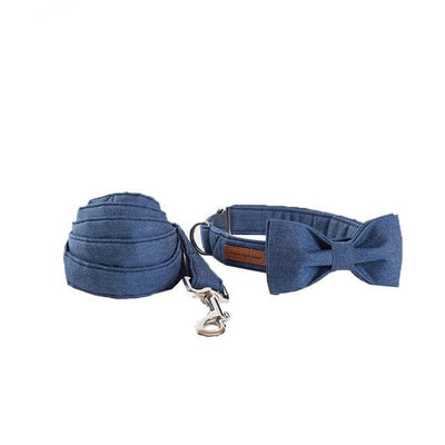 Dapper Denim Dog Collar|Bowtie|Leash