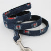 Vintage Faded Denim Plaid Bowtie Dog Collar Harness & Leash