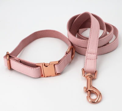 Pink Faux Leather Dog Collar & Leash