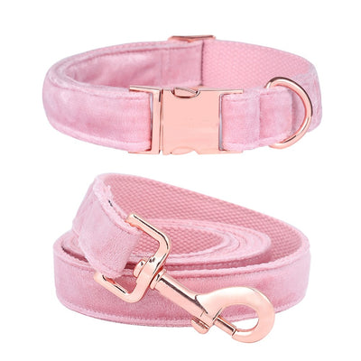 Pink Velvet - Rose Gold Pet Collar & Leash