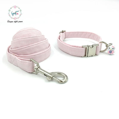 Pink Striped Dog Collar|Bowtie|Leash