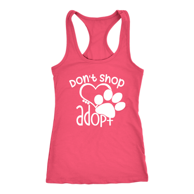 Don't Shop Adopt Paw Print - Ladies Racerback Tank Top Women - PLUS Size XS-2XL - MADE IN THE USA